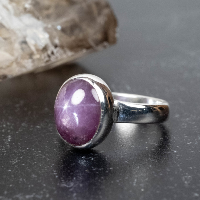 Star Ruby Ring 10x8mm Size 4 - InnerVision Crystals
