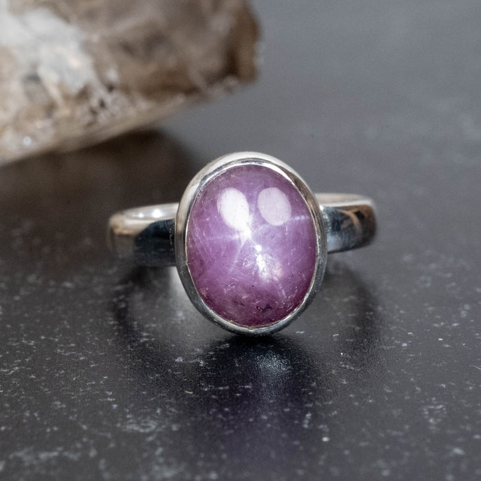Star Ruby Ring 10x8mm Size 4 - InnerVision Crystals