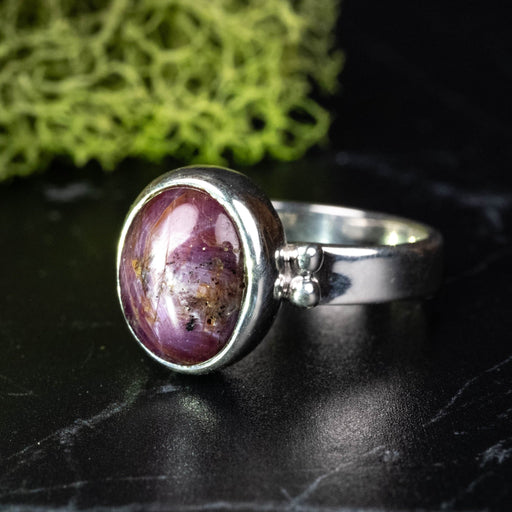 Star Ruby Ring 11x7mm Size 6 .925 Silver - InnerVision Crystals