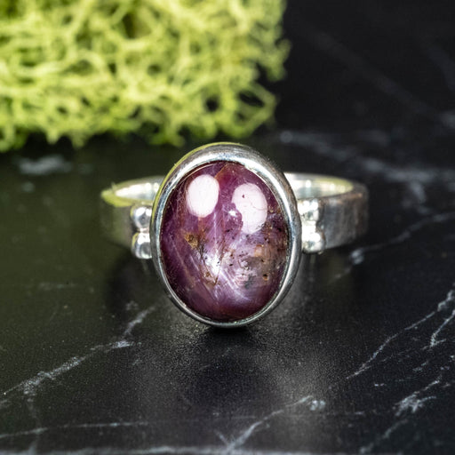 Star Ruby Ring 11x7mm Size 6 .925 Silver - InnerVision Crystals