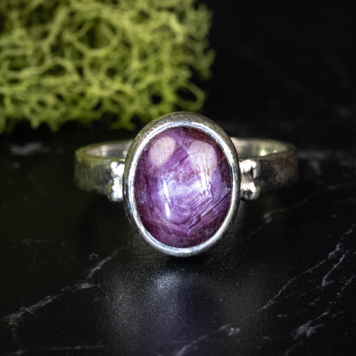 Star Ruby Ring 11x8mm Size 9 .925 Silver - InnerVision Crystals