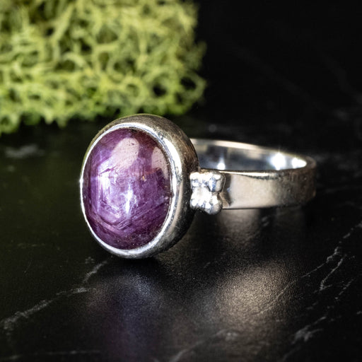 Star Ruby Ring 11x8mm Size 9 .925 Silver - InnerVision Crystals