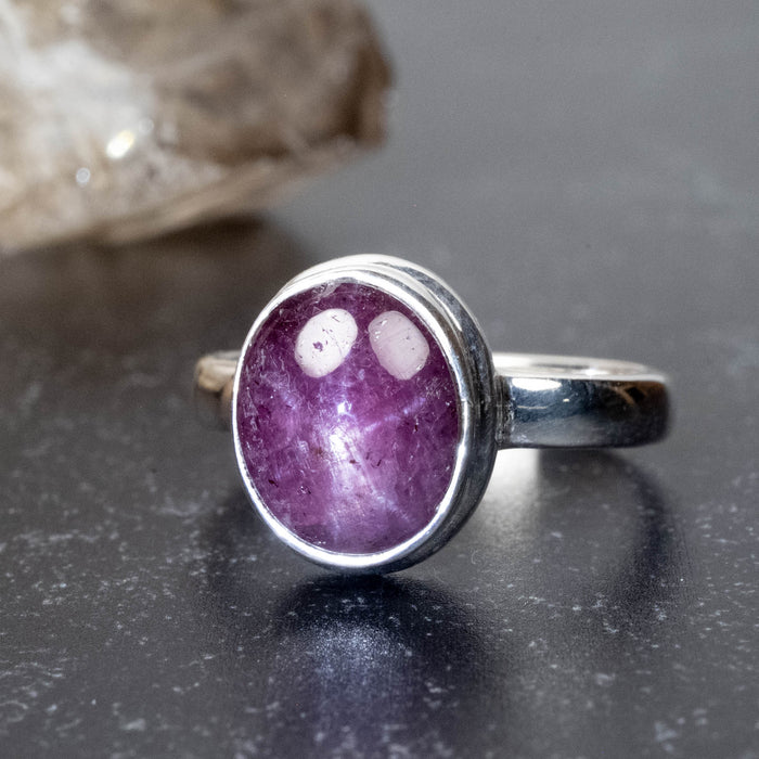 Star Ruby Ring 11x9mm Size 8 - InnerVision Crystals
