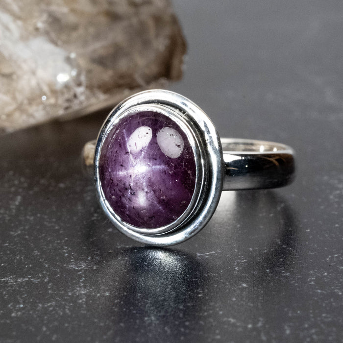 Star Ruby Ring 12x10mm Size 9 - InnerVision Crystals