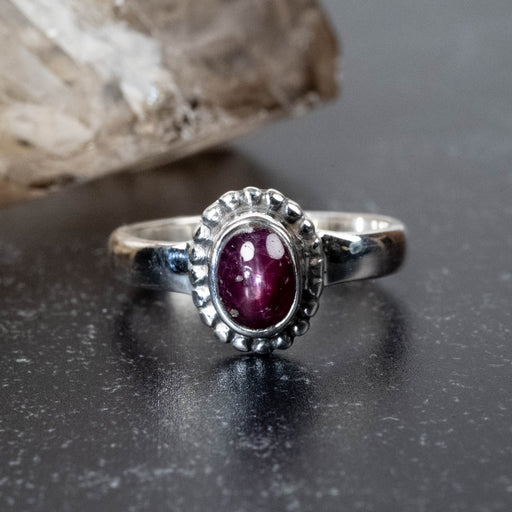 Star Ruby Ring 7x5mm Size 6 - InnerVision Crystals