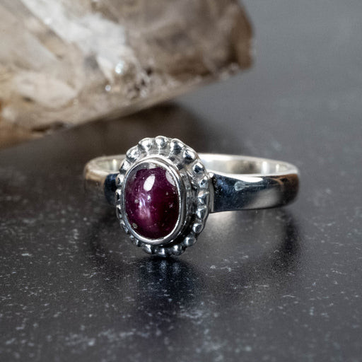 Star Ruby Ring 7x5mm Size 6 - InnerVision Crystals