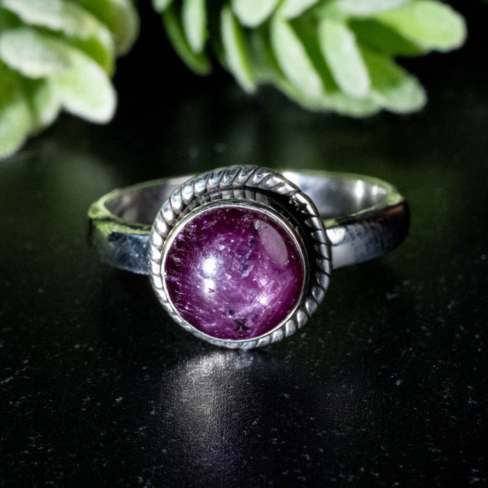 Star Ruby Ring 8mm Size 8 - InnerVision Crystals