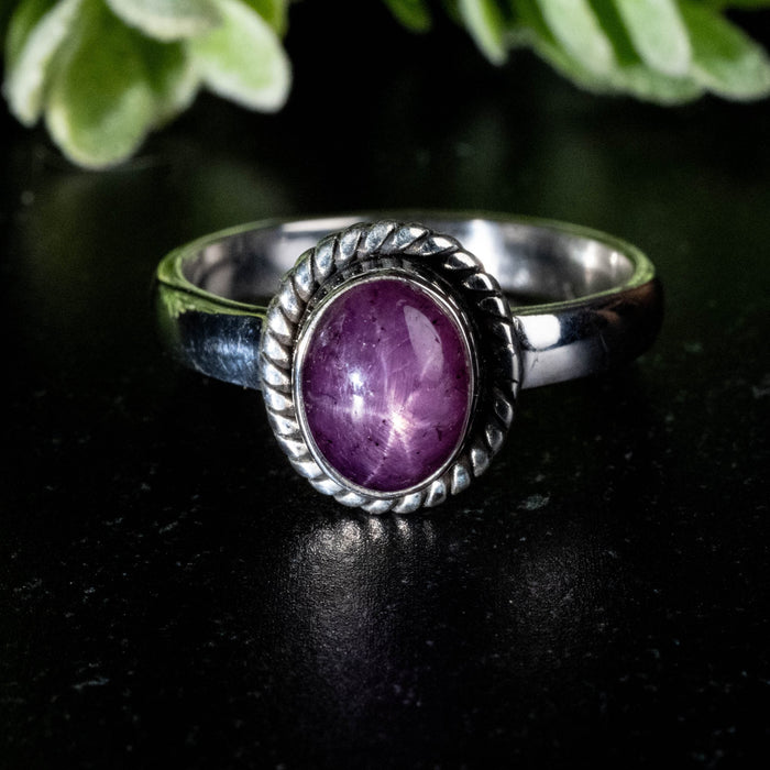 Star Ruby Ring 8x6mm Size 8 - InnerVision Crystals