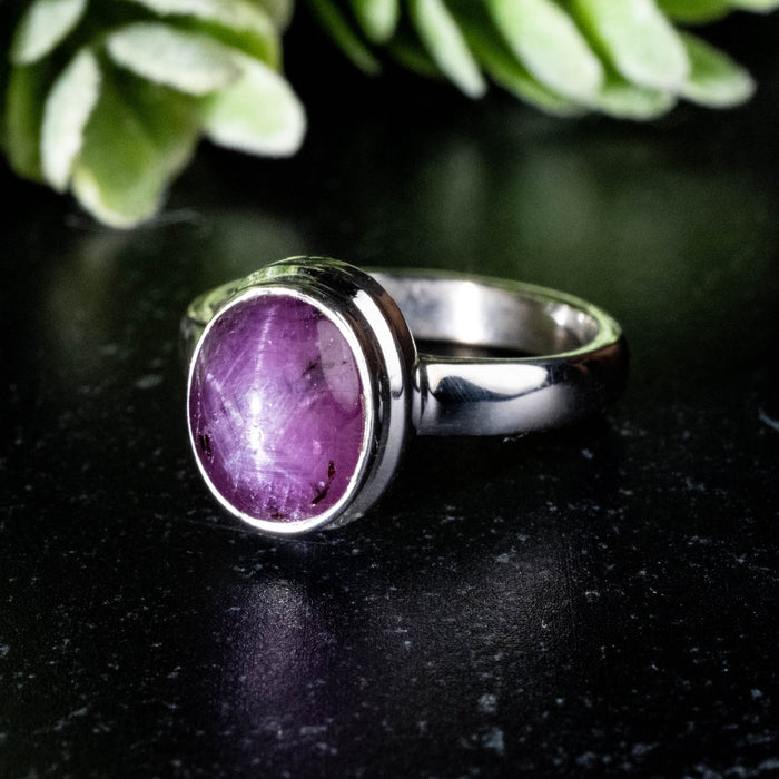 Star Ruby Ring 9x7mm Size 5 - InnerVision Crystals