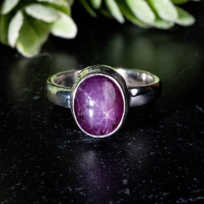 Star Ruby Ring 9x7mm Size 5 - InnerVision Crystals