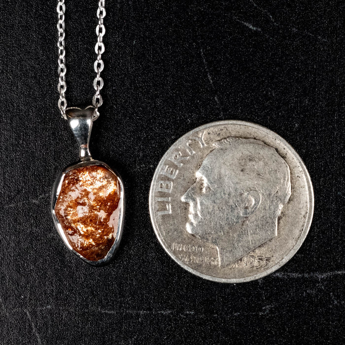 Sunstone Pendant 18mm + 18" Adjustable Chain .925 Silver - InnerVision Crystals