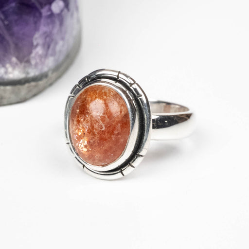 Sunstone Ring 10x8mm Size 5 .925 Silver - InnerVision Crystals