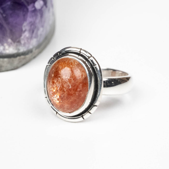 Sunstone Ring 10x8mm Size 5 .925 Silver - InnerVision Crystals