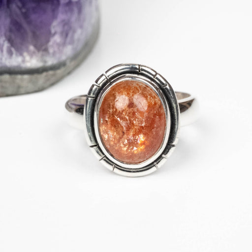 Sunstone Ring 10x8mm Size 5 .925 Silver - InnerVision Crystals