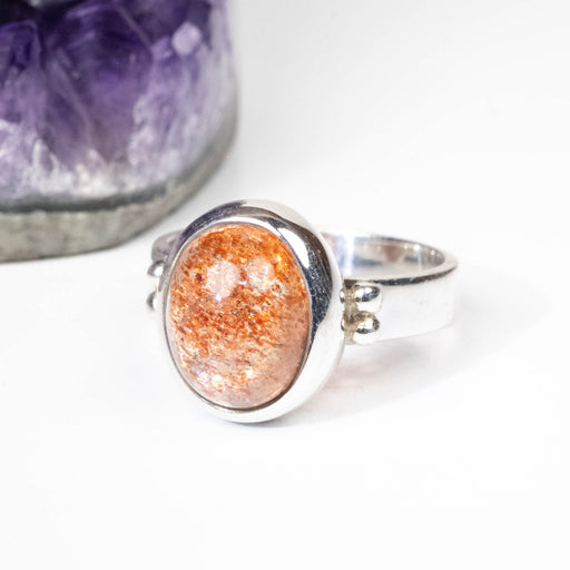 Sunstone Ring 10x8mm Size 7 .925 Silver - InnerVision Crystals