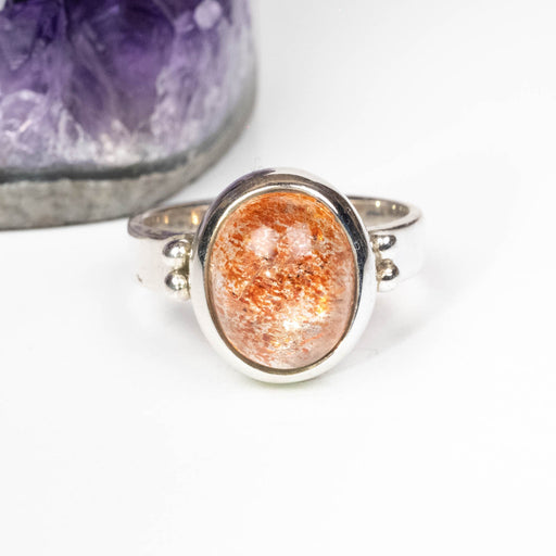 Sunstone Ring 10x8mm Size 7 .925 Silver - InnerVision Crystals