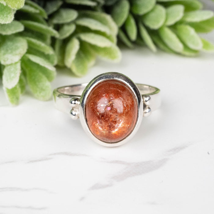 Sunstone Ring 11x9mm Size 8 - InnerVision Crystals