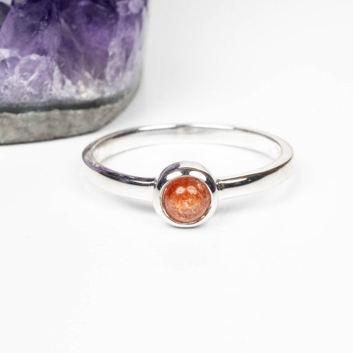 Sunstone Ring 4mm Size 10 .925 Silver - InnerVision Crystals