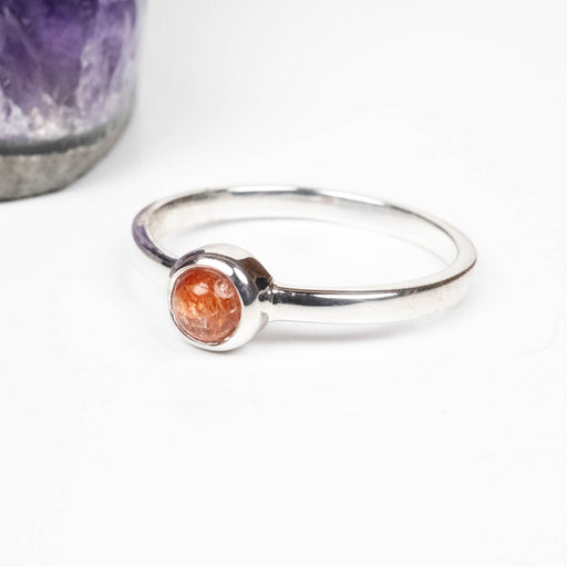 Sunstone Ring 4mm Size 10 .925 Silver - InnerVision Crystals