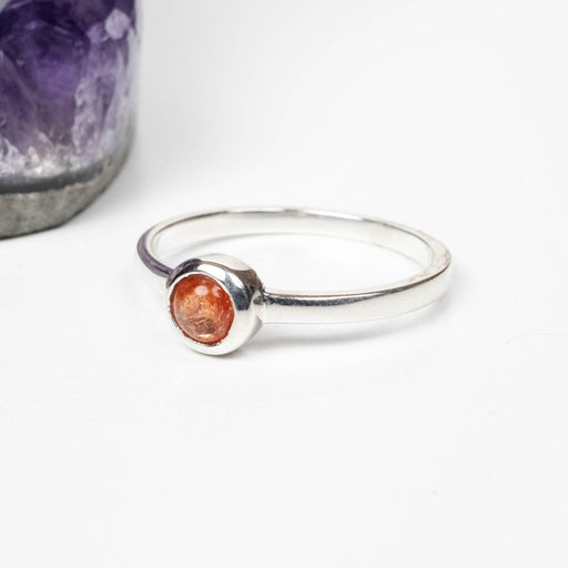 Sunstone Ring 4mm Size 9 .925 Silver - InnerVision Crystals