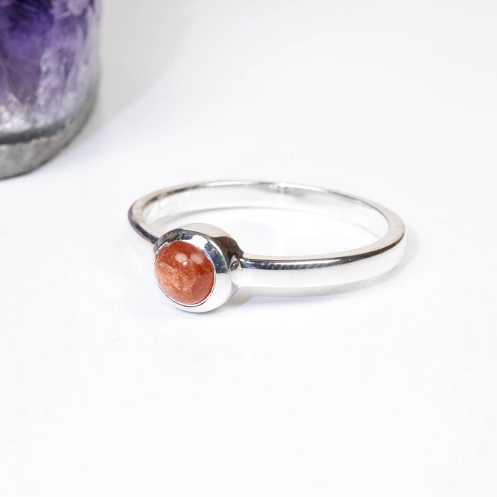 Sunstone Ring 4mm Size 9 .925 Silver - InnerVision Crystals