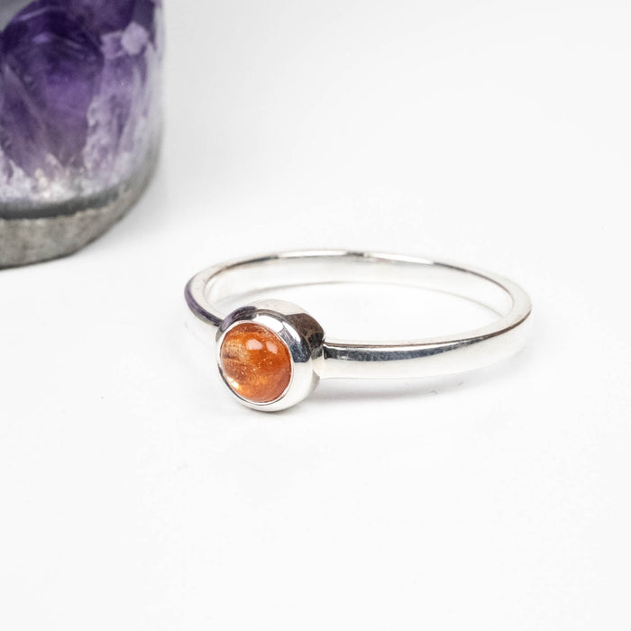 Sunstone Ring 4mm Size 9 .925 Silver - InnerVision Crystals