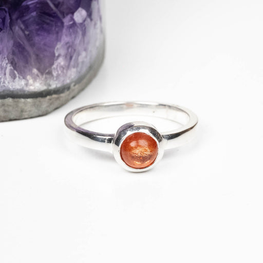Sunstone Ring 5mm Size 5 .925 Silver - InnerVision Crystals