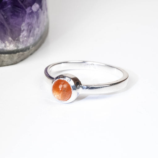 Sunstone Ring 5mm Size 7 .925 Silver - InnerVision Crystals