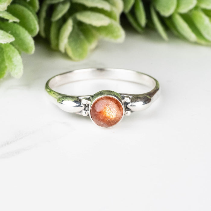 Sunstone Ring 5mm Size 7.5 - InnerVision Crystals