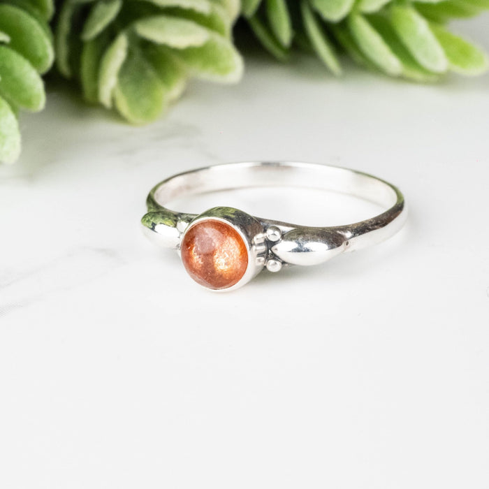 Sunstone Ring 5mm Size 7.5 - InnerVision Crystals