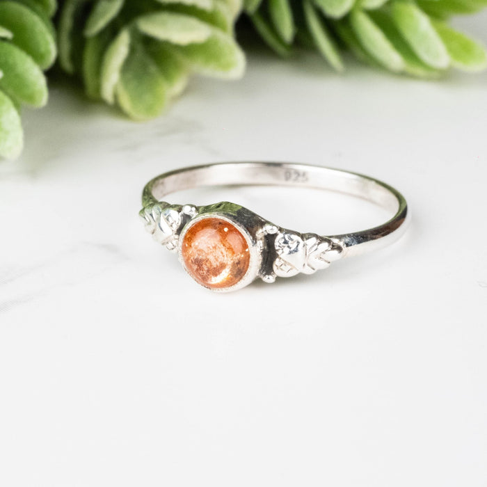 Sunstone Ring 5mm Size 8 - InnerVision Crystals