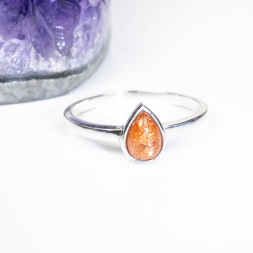 Sunstone Ring 6x4mm Size 8 .925 Silver - InnerVision Crystals