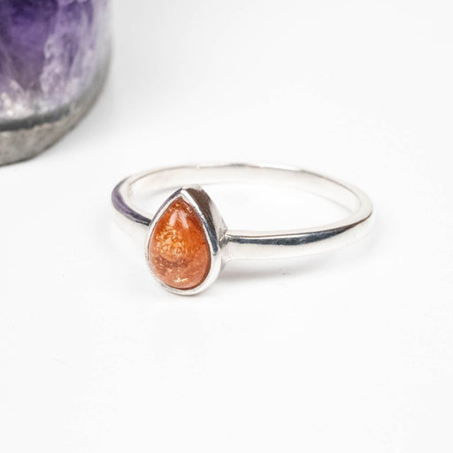 Sunstone Ring 6x4mm Size 8 .925 Silver - InnerVision Crystals