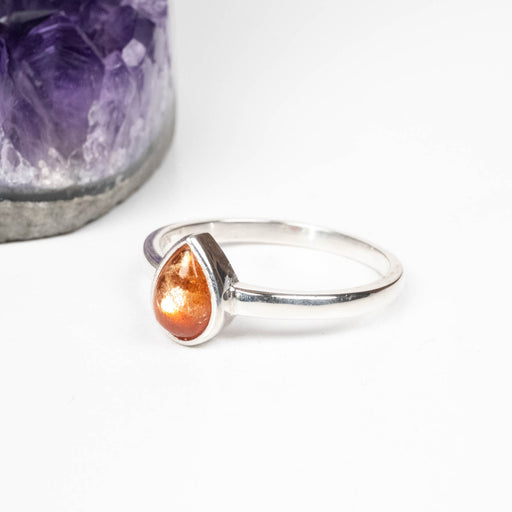 Sunstone Ring 6x5mm Size 7 .925 Silver - InnerVision Crystals