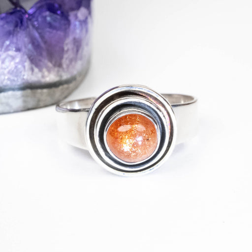 Sunstone Ring 7mm Size 10 .925 Silver - InnerVision Crystals