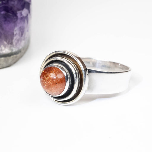 Sunstone Ring 7mm Size 10 .925 Silver - InnerVision Crystals