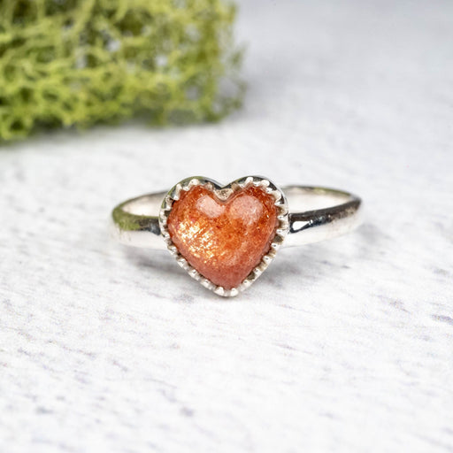Sunstone Ring 7mm Size 8 .925 Silver - InnerVision Crystals
