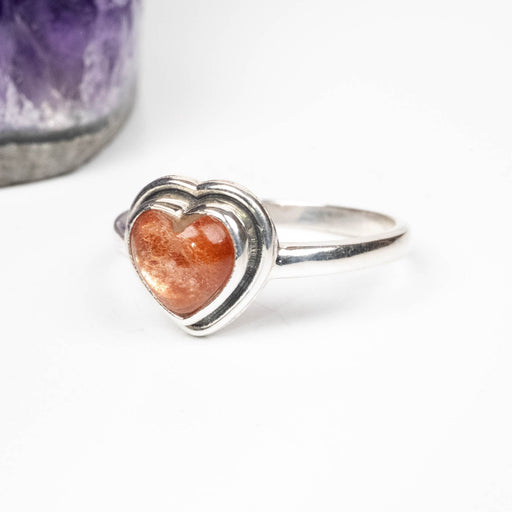 Sunstone Ring 7mm Size 9 .925 Silver - InnerVision Crystals