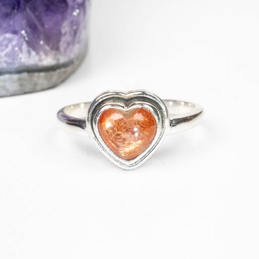 Sunstone Ring 7mm Size 9 .925 Silver - InnerVision Crystals