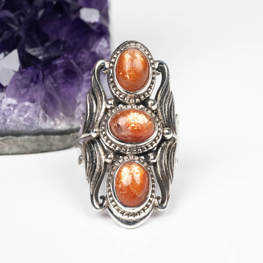 Sunstone Ring 7x5mm Size 5 .925 Silver - InnerVision Crystals