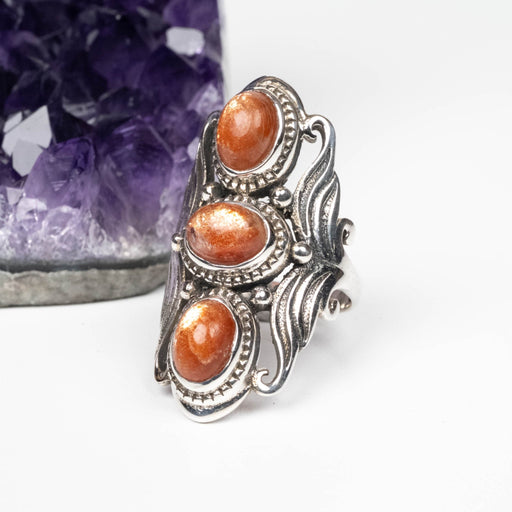 Sunstone Ring 7x5mm Size 5 .925 Silver - InnerVision Crystals