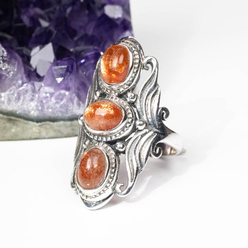 Sunstone Ring 7x5mm Size 6 .925 Silver - InnerVision Crystals