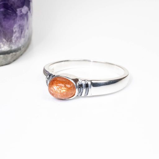 Sunstone Ring 7x5mm Size 9 .925 Silver - InnerVision Crystals