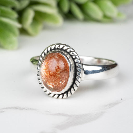 Sunstone Ring 8x6mm Size 7 - InnerVision Crystals
