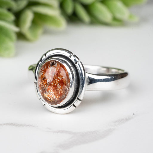 Sunstone Ring 8x6mm Size 7 - InnerVision Crystals