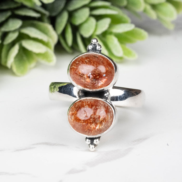 Sunstone Ring 8x6mm Size 8 - InnerVision Crystals