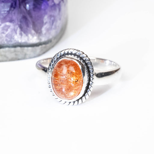 Sunstone Ring 9x6mm Size 7 .925 Silver - InnerVision Crystals