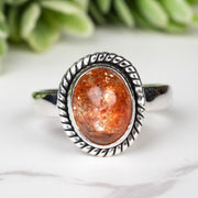 Sunstone Ring 9x7mm Size 4 - InnerVision Crystals