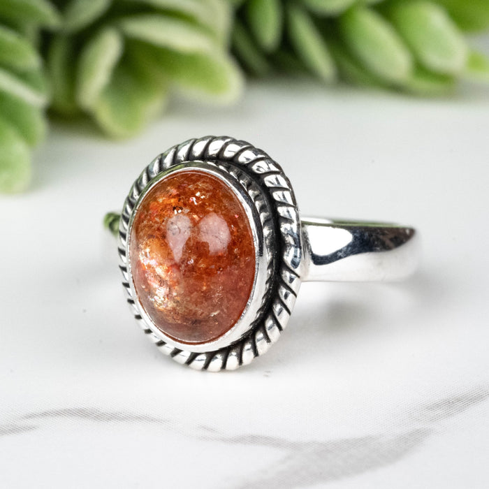 Sunstone Ring 9x7mm Size 4 - InnerVision Crystals
