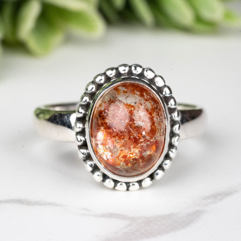 Sunstone Ring 9x7mm Size 4 - InnerVision Crystals